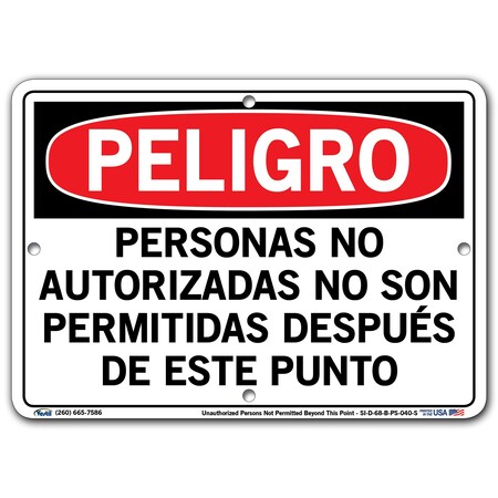 Vestil Polystyrene Sign, 9-1/2" Height, 12-1/2" Width, Polystyrene, Rectangle, Spanish SI-D-68-B-PS-040-S